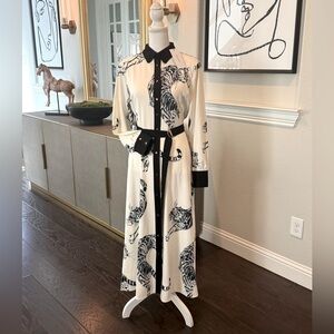 Karen Millen Monochrome Tiger Print Long Sleeve Dress